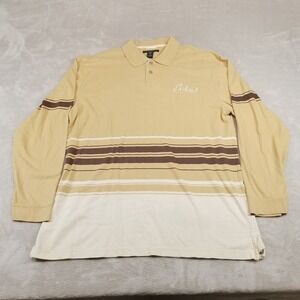 VTG Girbaud Polo Shirt Mens XL Brown Long Sleeve Striped 90s Hip Hop